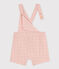 Salopette courte bébé en broderie anglaise rose SALINE