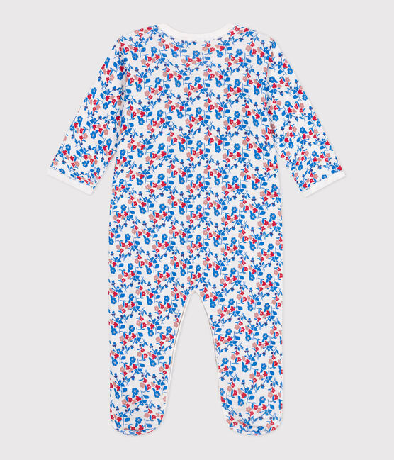 Pyjama bébé en coton fleuri blanc MARSHMALLOW/blanc MULTICO
