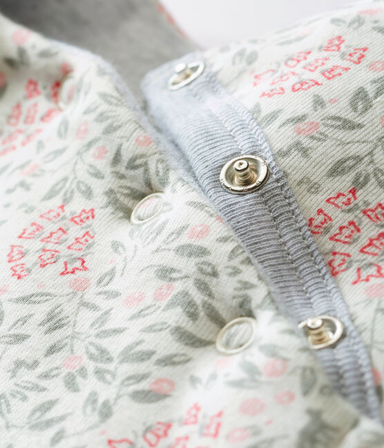 Combinaison ouatinée et imprimée bébé fille blanc MARSHMALLOW/blanc MULTICO