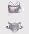 Maillot de bain deux pièces enfant à rayures blanc MARSHMALLOW/bleu MEDIEVAL