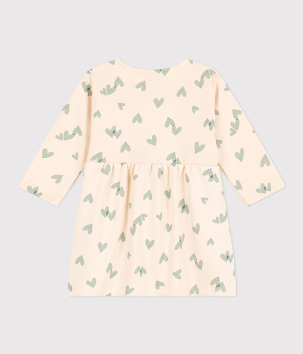 Robe manches longues en molleton b&eacute;b&eacute; &eacute;cru/vert