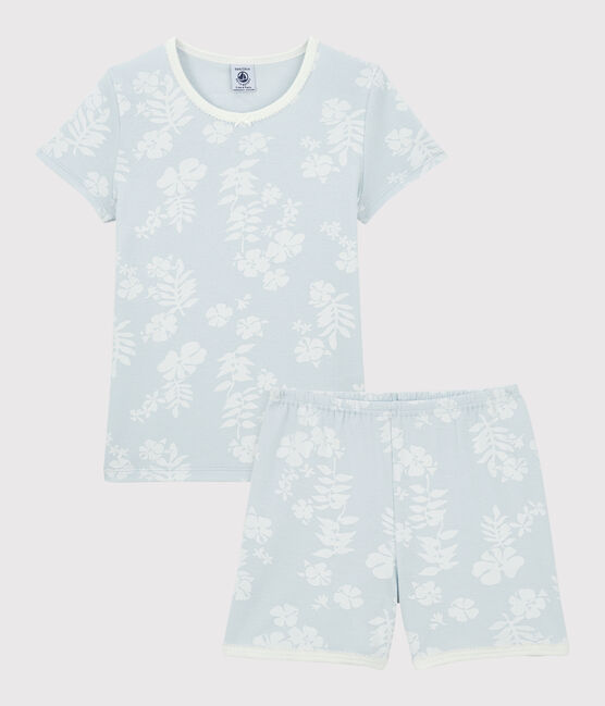 Pyjacourt Hawaï bleu petite fille en coton PLEINAIR/ MARSHMALLOW