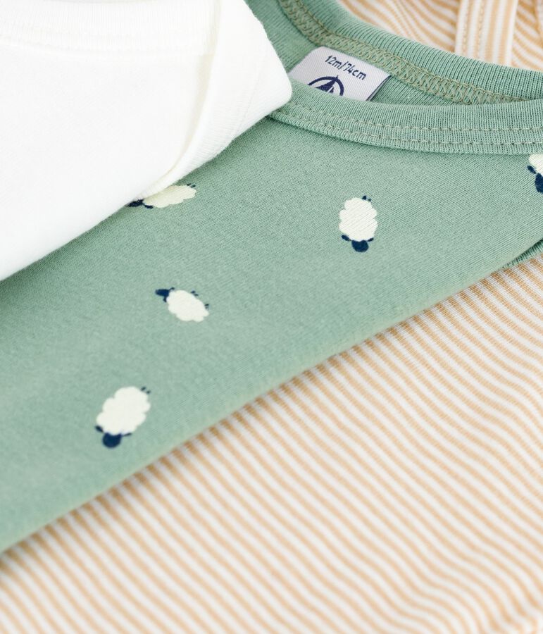 Lot de bodies manches longues en coton imprim&eacute; moutons b&eacute;b&eacute; variante 1