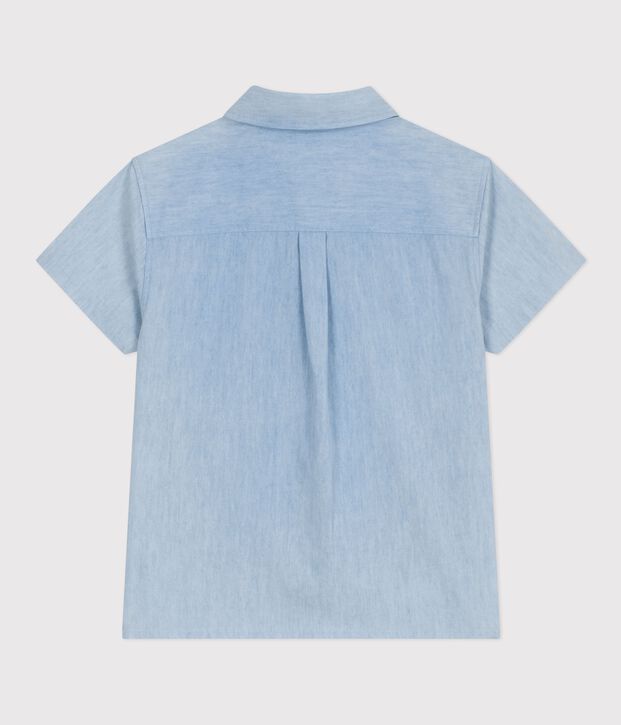 Chemise enfant en coton &agrave; manches courtes bleu