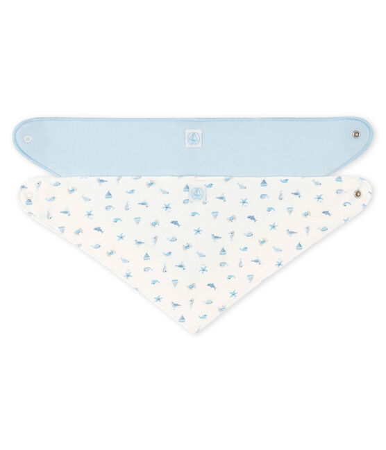 Duo de bandanas-bavoirs bébé fille - bébé garçon en côte variante 1