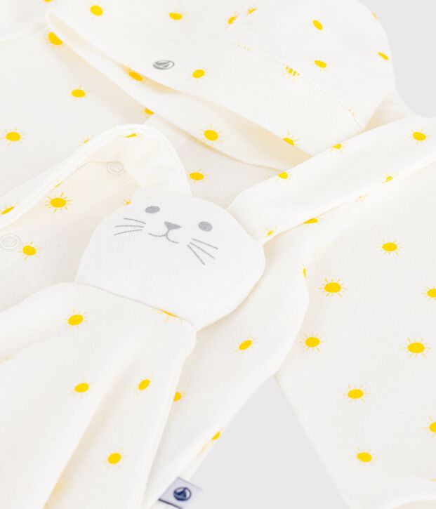 Coffret cadeau naissance en coton imprim&eacute; soleil multicouleur