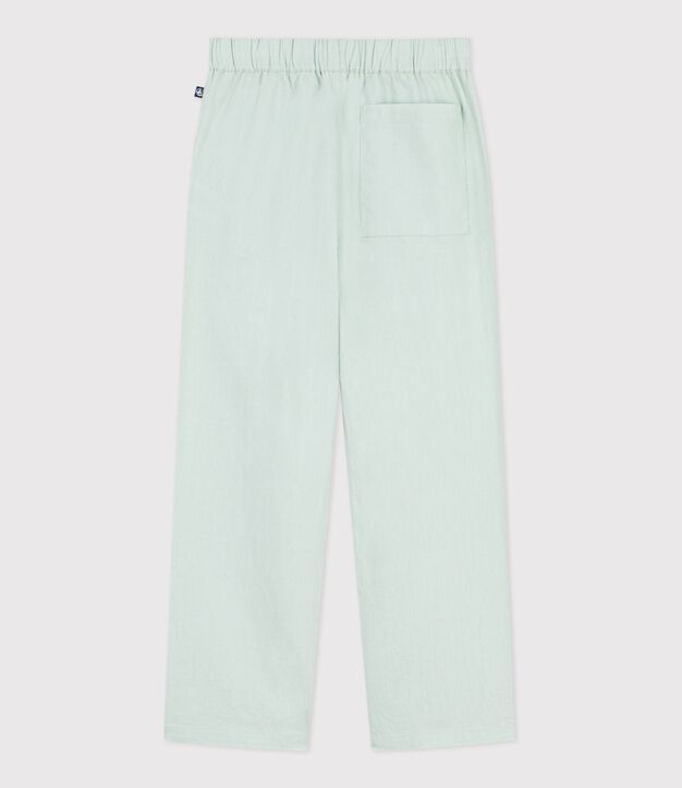 Pantalon enfant en coton lin vert clair