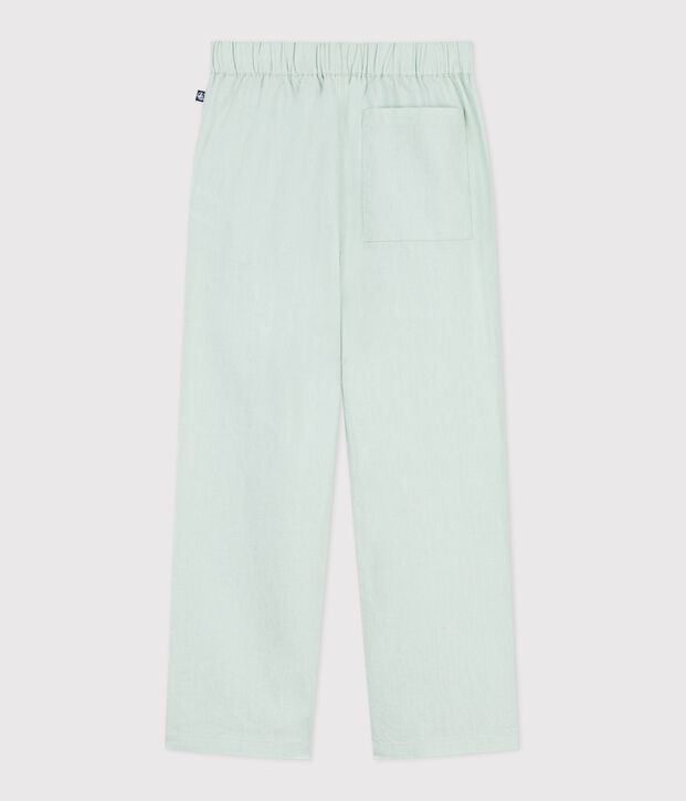 Pantalon enfant en coton lin vert