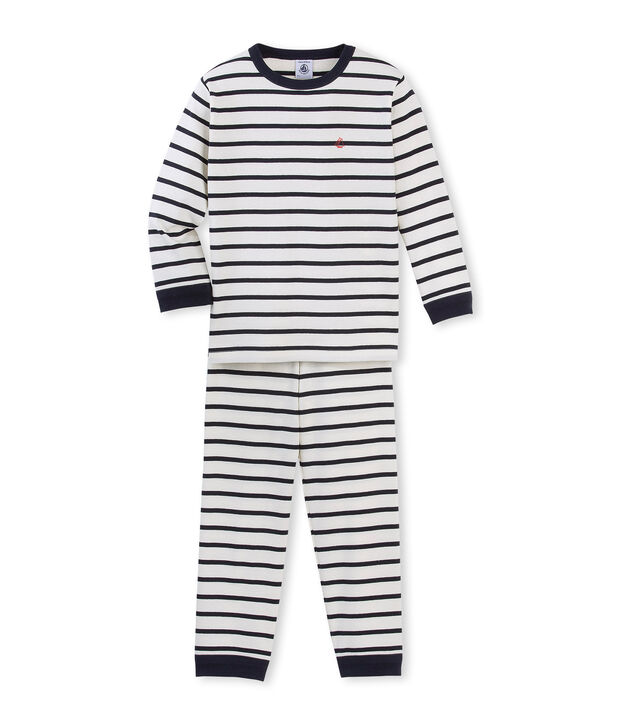 Pyjama gar&ccedil;on ray&eacute; blanc/bleu