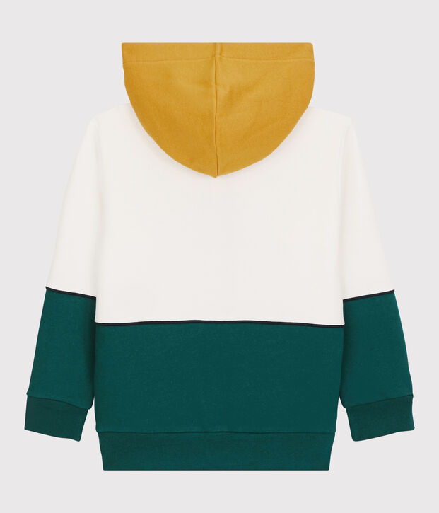 Sweatshirt &agrave; capuche en molleton enfant gar&ccedil;on blanc/vert