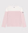 Teeshirt marinière femme en coton manches longues blanc MARSHMALLOW/rose CHARME