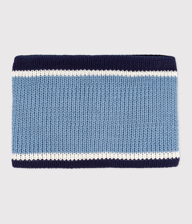 Snood enfant en tricot doubl&eacute; en polaire bleu