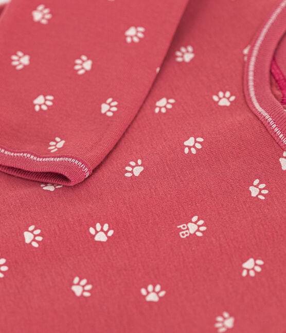 Pyjamas bébé manches longues en coton rose PAPI/beige PANACOTTA