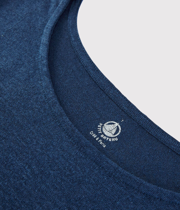 T-shirt en lin uni Femme bleu fonc&eacute;