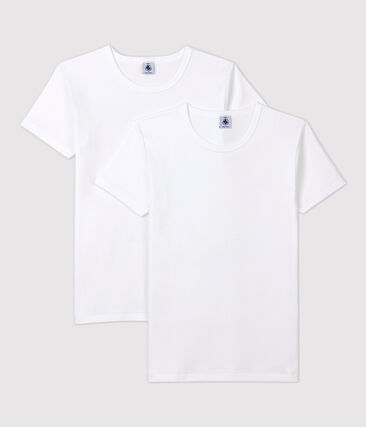 PETIT BATEAU - Lot de 2 tee-shirts manches courtes blancs garçon