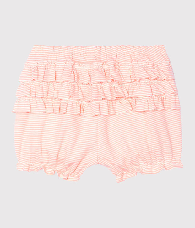Culotte bloomer b&eacute;b&eacute; fille milleraies rose/blanc