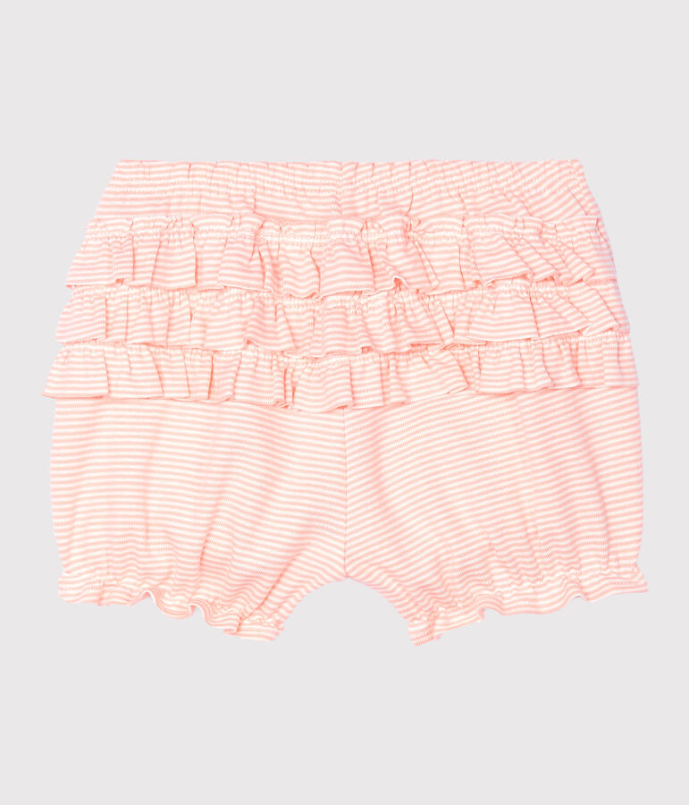 Culotte bloomer b&eacute;b&eacute; fille milleraies rose/blanc