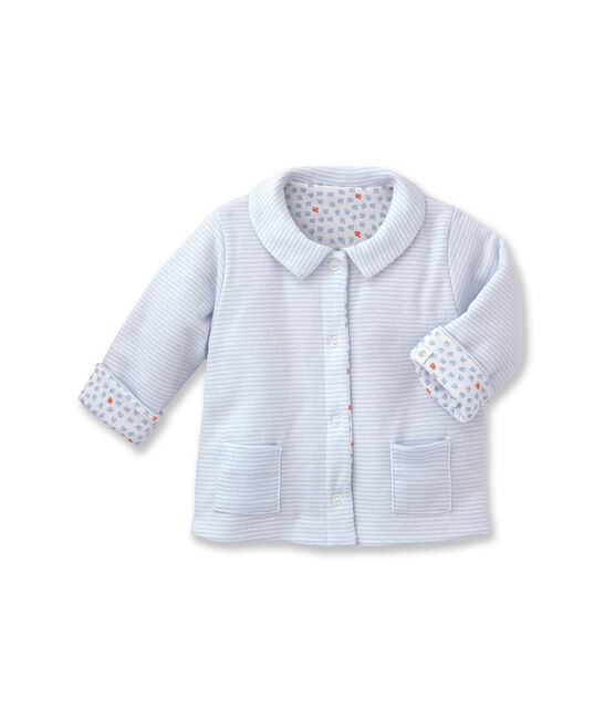 Veste bébé mixte ouatinée réversible à milleraies bleu FRAICHEUR/blanc ECUME