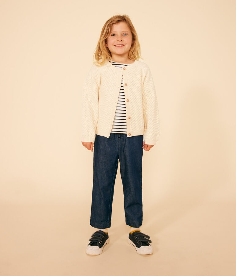 Cardigan en coton enfant fille &eacute;cru AVALANCHE