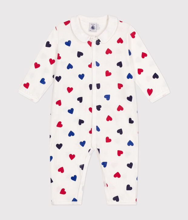 Pyjama sans pieds en coton imprim&eacute; c&oelig;urs b&eacute;b&eacute; blanc/multicouleur