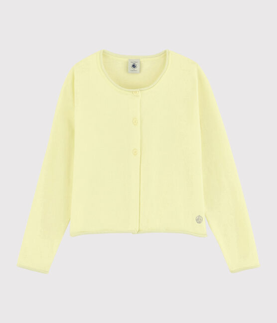 Cardigan en tricot coton enfant fille jaune CITRONEL