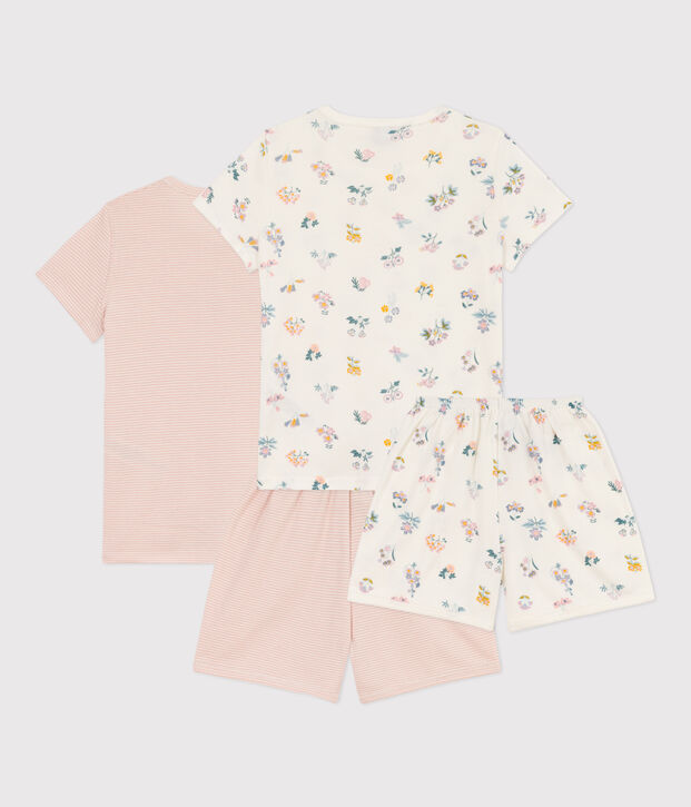 Lot de 2 pyjacourts fleurs en coton petite fille multicouleur