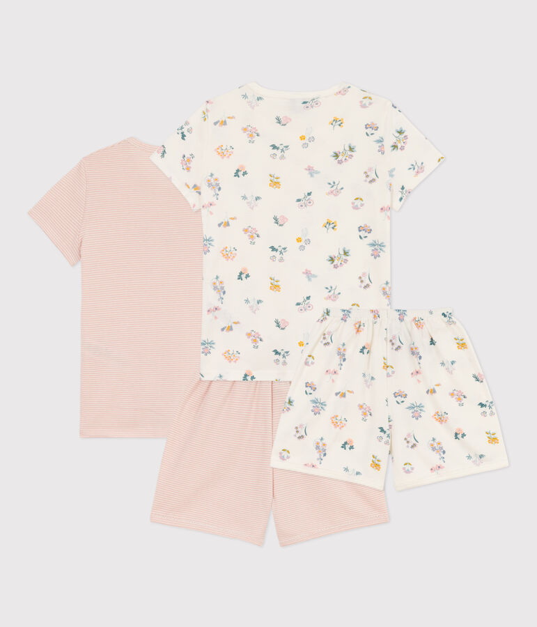 Lot de 2 pyjacourts fleurs en coton petite fille variante 1