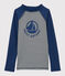T-shirt anti-uv recyclé enfant fille / garçon bleu MEDIEVAL/blanc MARSHMALLOW