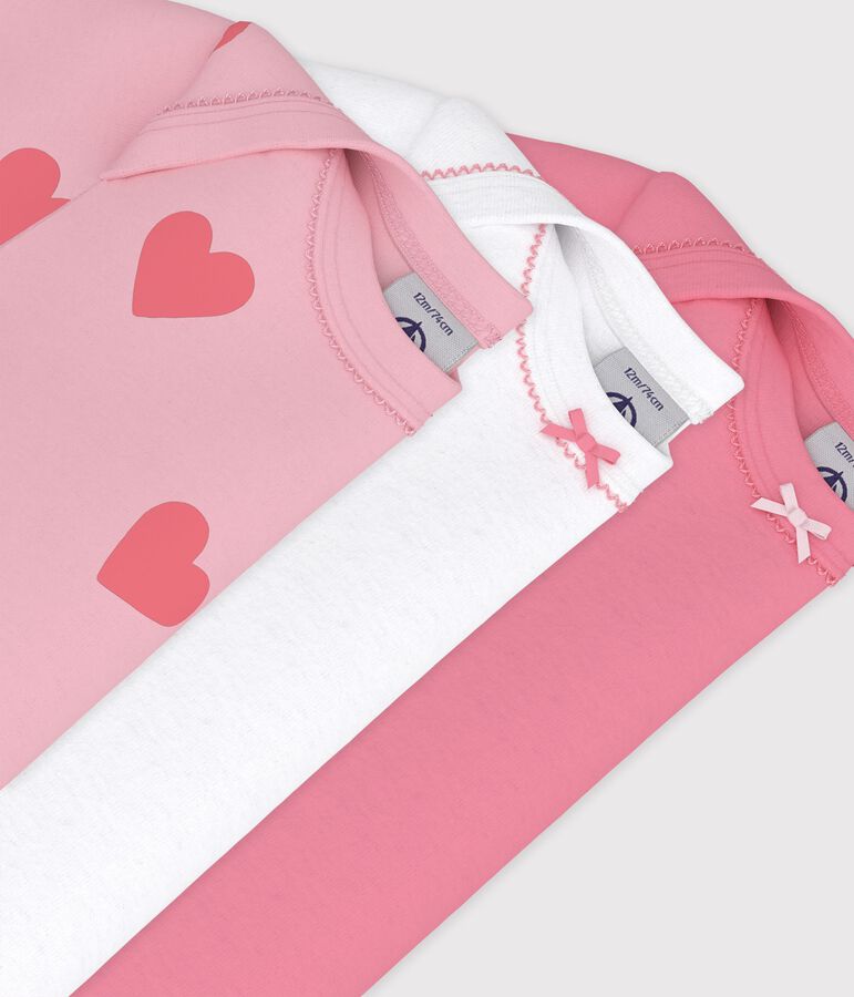 Lot de bodies manches courtes en coton imprim&eacute; c&oelig;ur b&eacute;b&eacute; variante 1