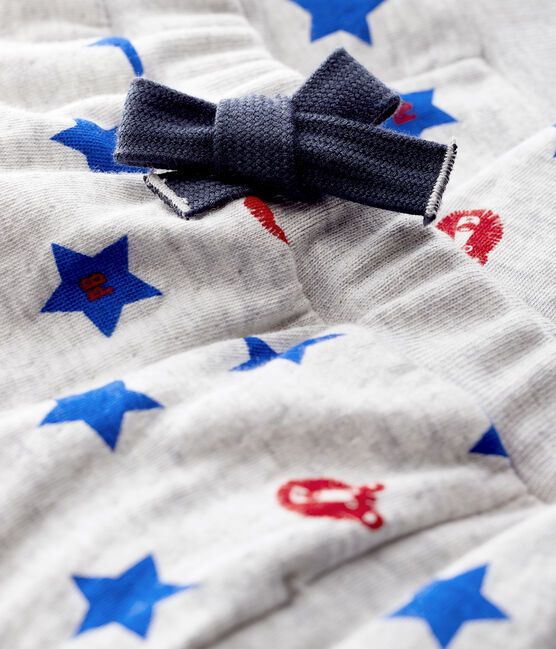 Pantalon bébé garçon en tubique gris BELUGA/blanc MULTICO