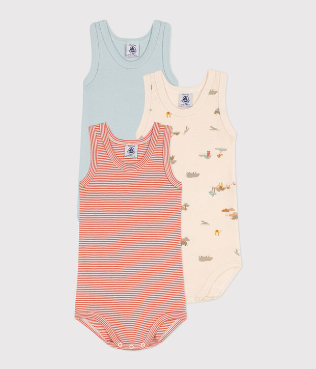 Lot de 3 bodies debardeurs animaux en coton multicouleur