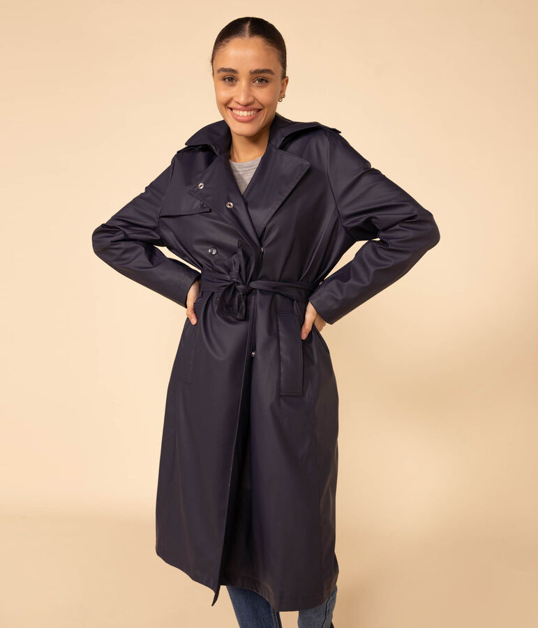 Trench &agrave; capuche Femme bleu