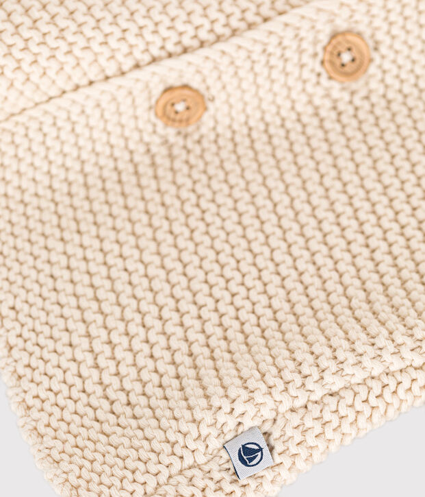 Cardigan en tricot point mousse b&eacute;b&eacute; &eacute;cru