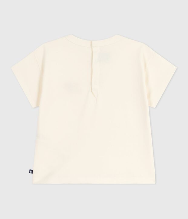 Tee-shirt b&eacute;b&eacute; en coton &agrave; manches longues, motif c&oelig;ur &eacute;cru