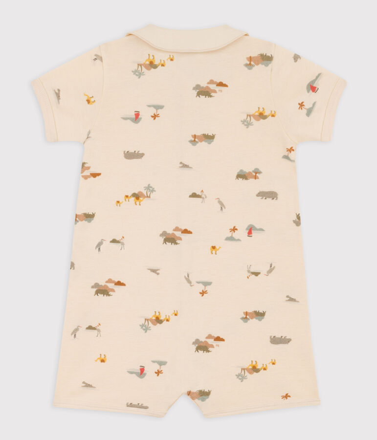 Combinaison courte palmiers en coton b&eacute;b&eacute; blanc AVALANCHE/ MULTICO