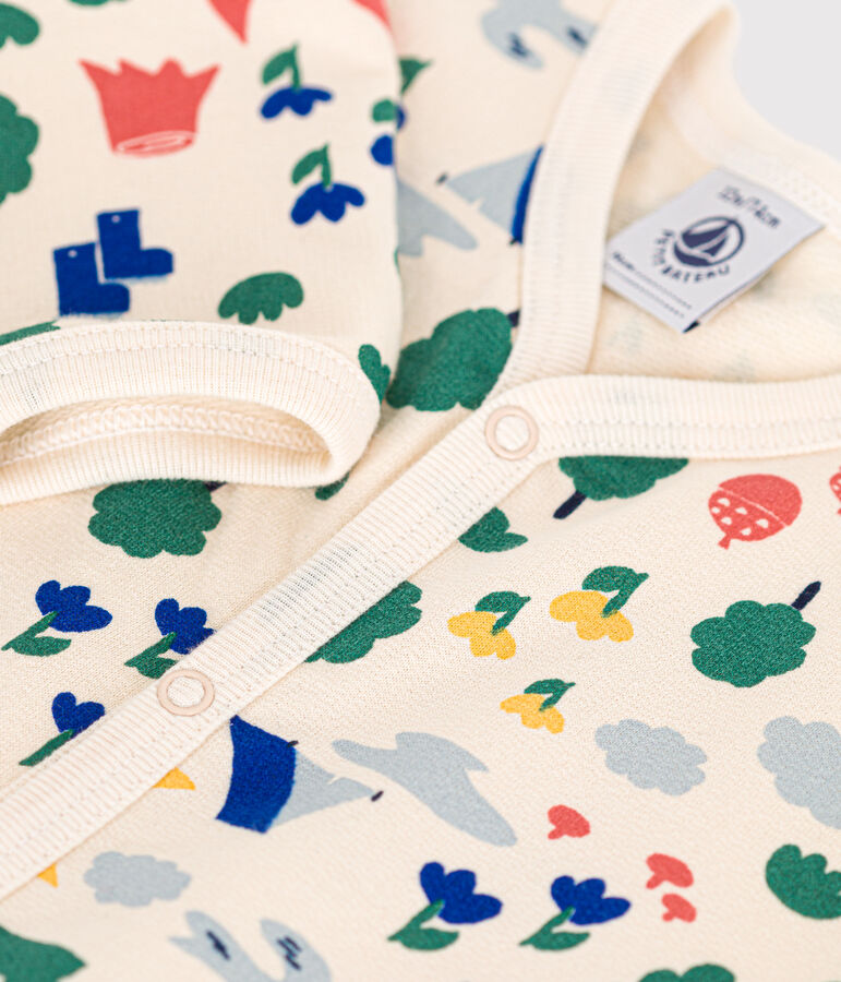 Pyjama en molleton gratt&eacute; imprim&eacute; for&ecirc;t b&eacute;b&eacute; blanc AVALANCHE/ MULTICO