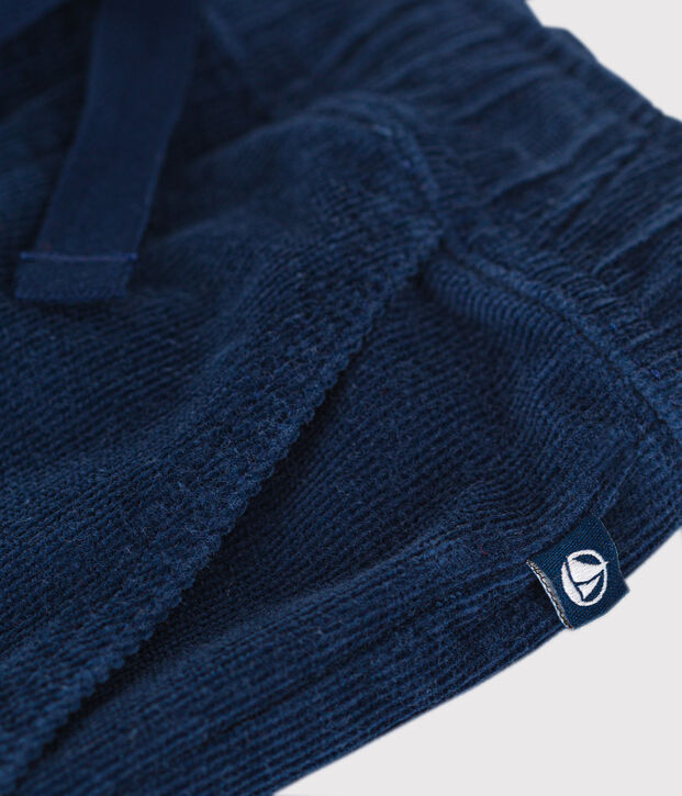 Pantalon droit en velours enfant gar&ccedil;on bleu fonc&eacute;