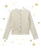 Cardigan enfant fille bi-matière blanc MARSHMALLOW/jaune DORE