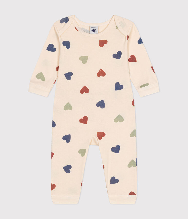 Pyjama c&oelig;urs sans pieds en coton b&eacute;b&eacute; blanc AVALANCHE/ MULTICO