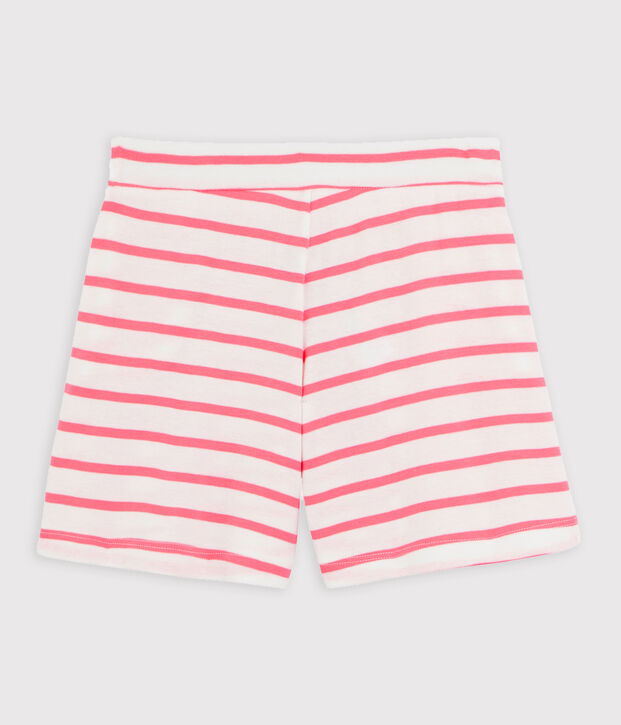 Short en c&ocirc;te enfant fille blanc/rose