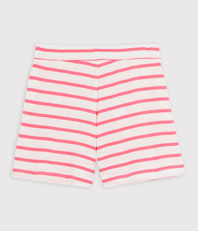 Short en c&ocirc;te enfant fille blanc/rose