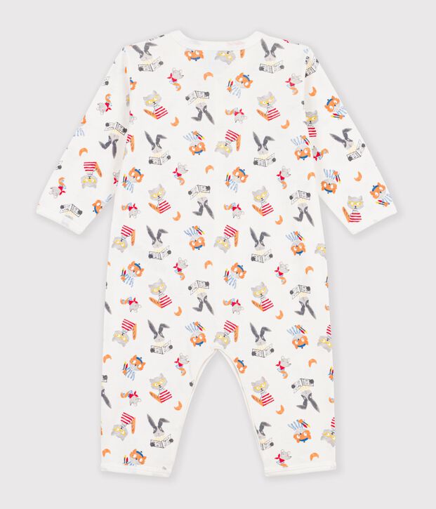 Pyjama b&eacute;b&eacute; en coton sans pieds imprim&eacute; animaux blanc/multicouleur