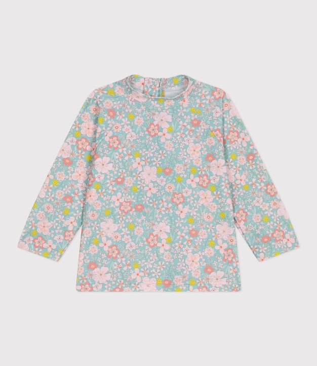 Tee-shirt anti UV b&eacute;b&eacute;, imprim&eacute; fleurs bleu/multicouleur