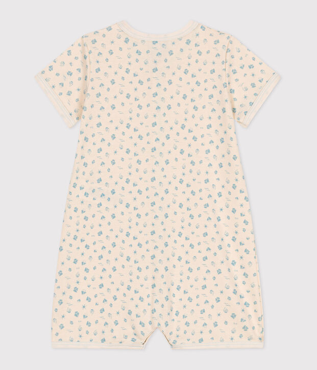 Combicourte b&eacute;b&eacute; en coton &eacute;cru/bleu