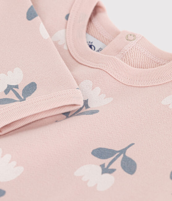 Sweatshirt bébé en molleton imprimé fleuri rose SALINE/blanc MULTICO