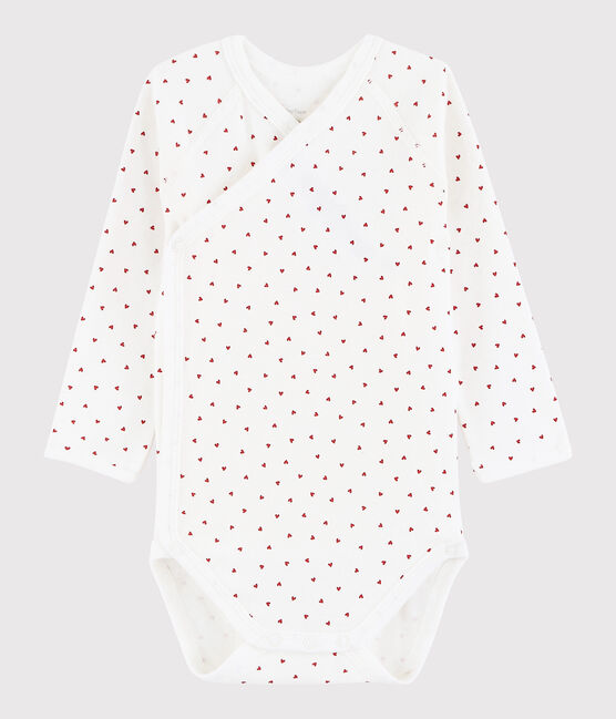 Body croisé manches longues bébé fille blanc MARSHMALLOW/rouge TERKUIT