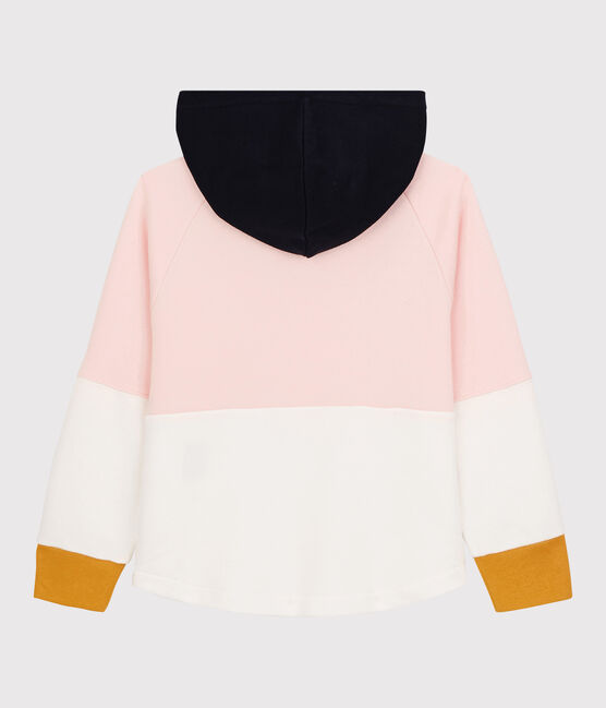 Sweatshirt à capuche en molleton enfant fille rose MINOIS/blanc MARSHMALLOW