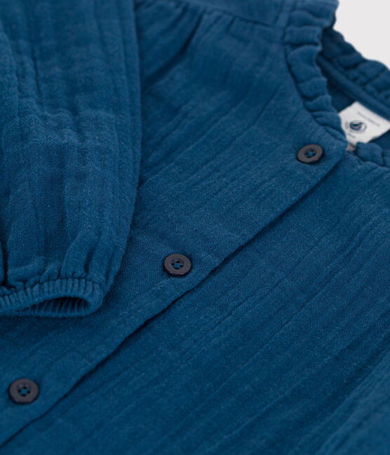 Blouse en gaze de coton enfant fille bleu INCOGNITO