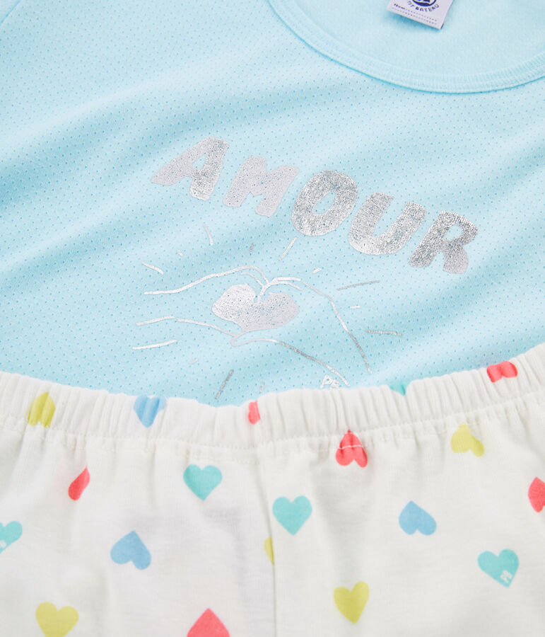 Pyjacourt fille en c&ocirc;te bleu/multicouleur