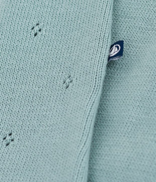 Barboteuse b&eacute;b&eacute; en tricot &agrave; point fantaisie &agrave; bretelles vert